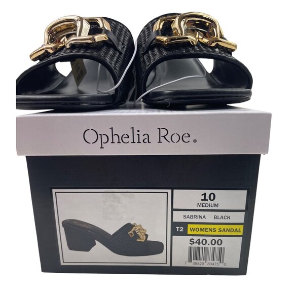 Ophelia Roe Womens Black Mules Sandals With Gold Accents Size 10 Medium - Picture 13 of 13